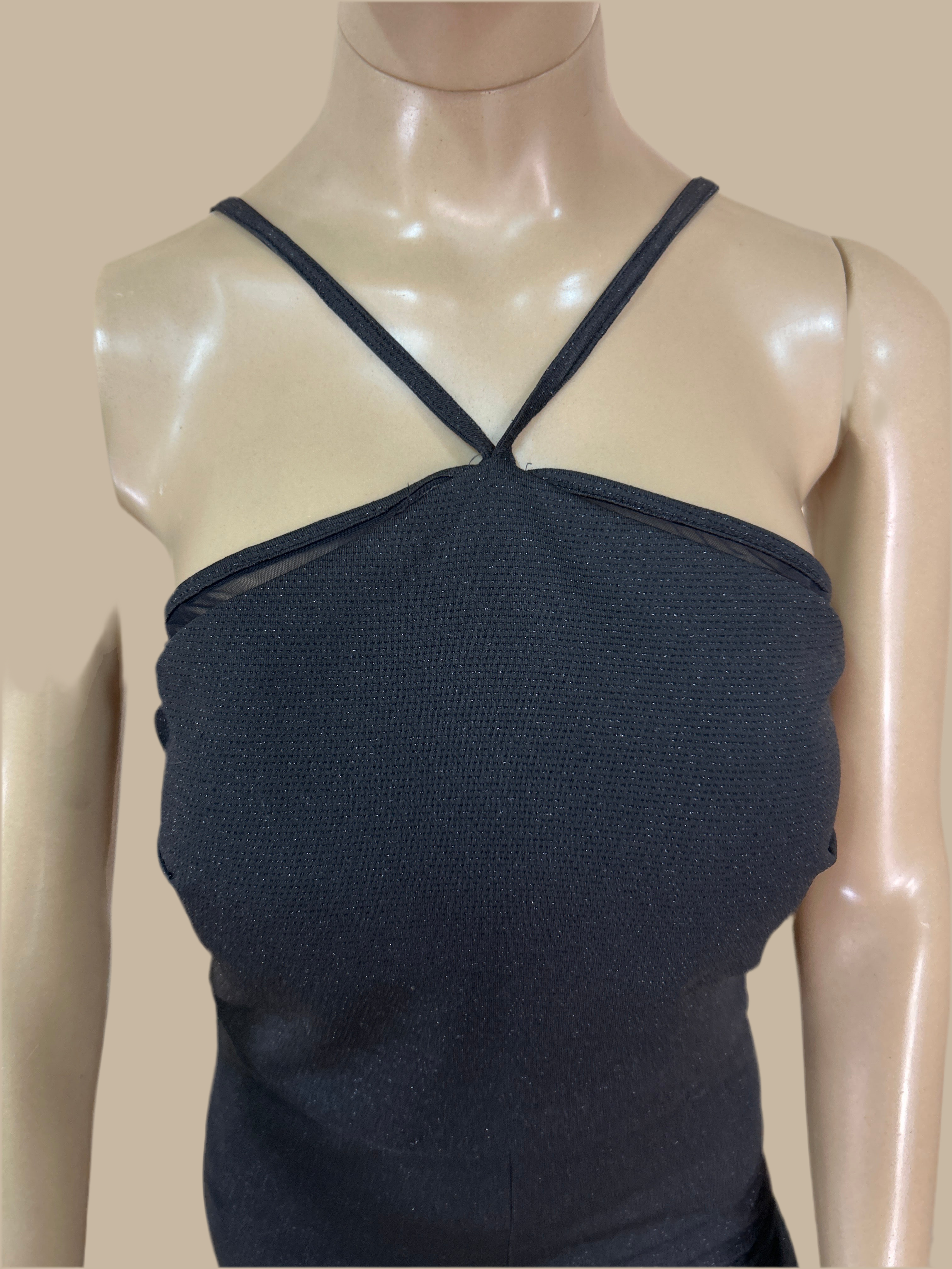 Vestido Mídi preto com leve brilho Tam M