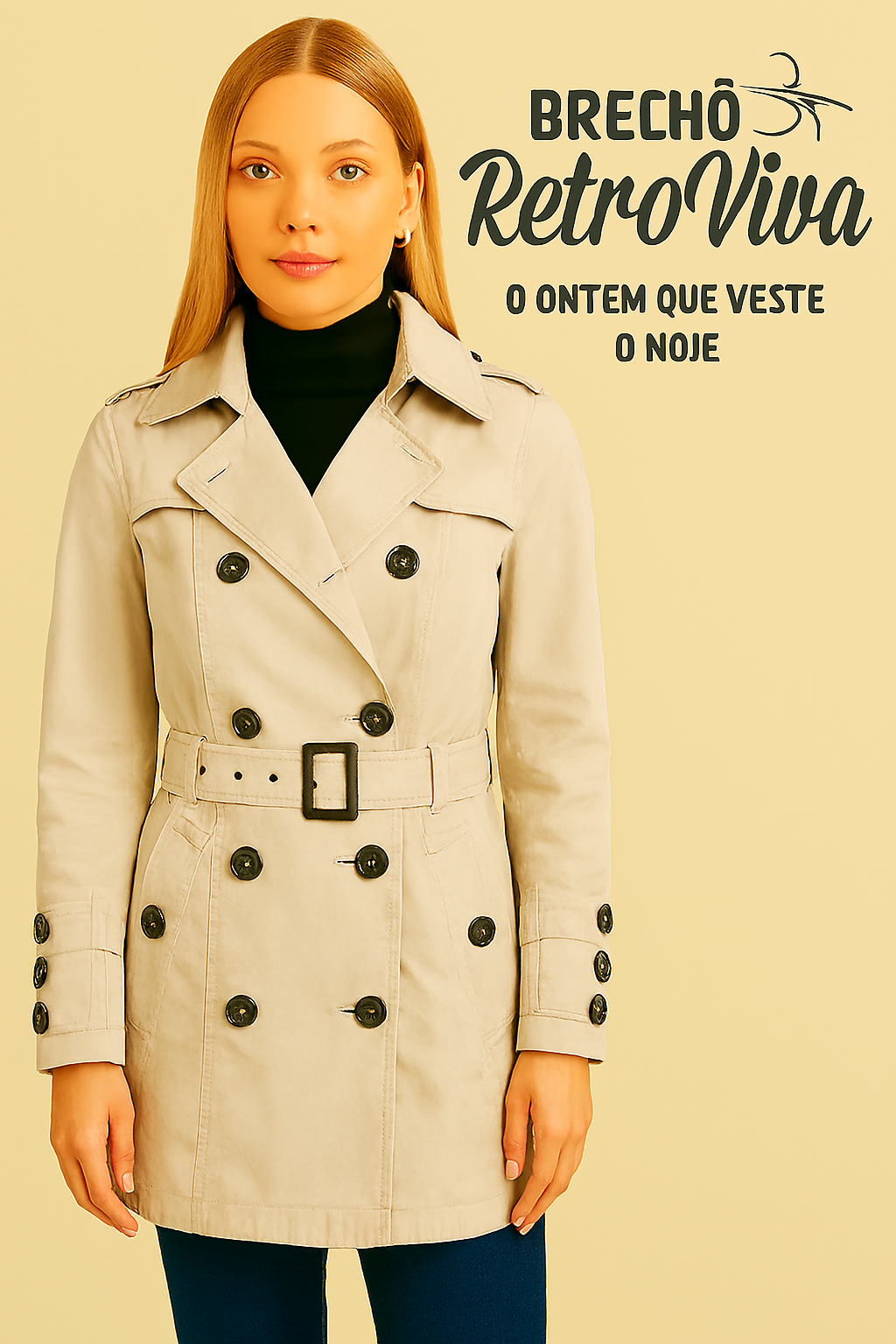 Parca Trench coat bege claro - TAM M