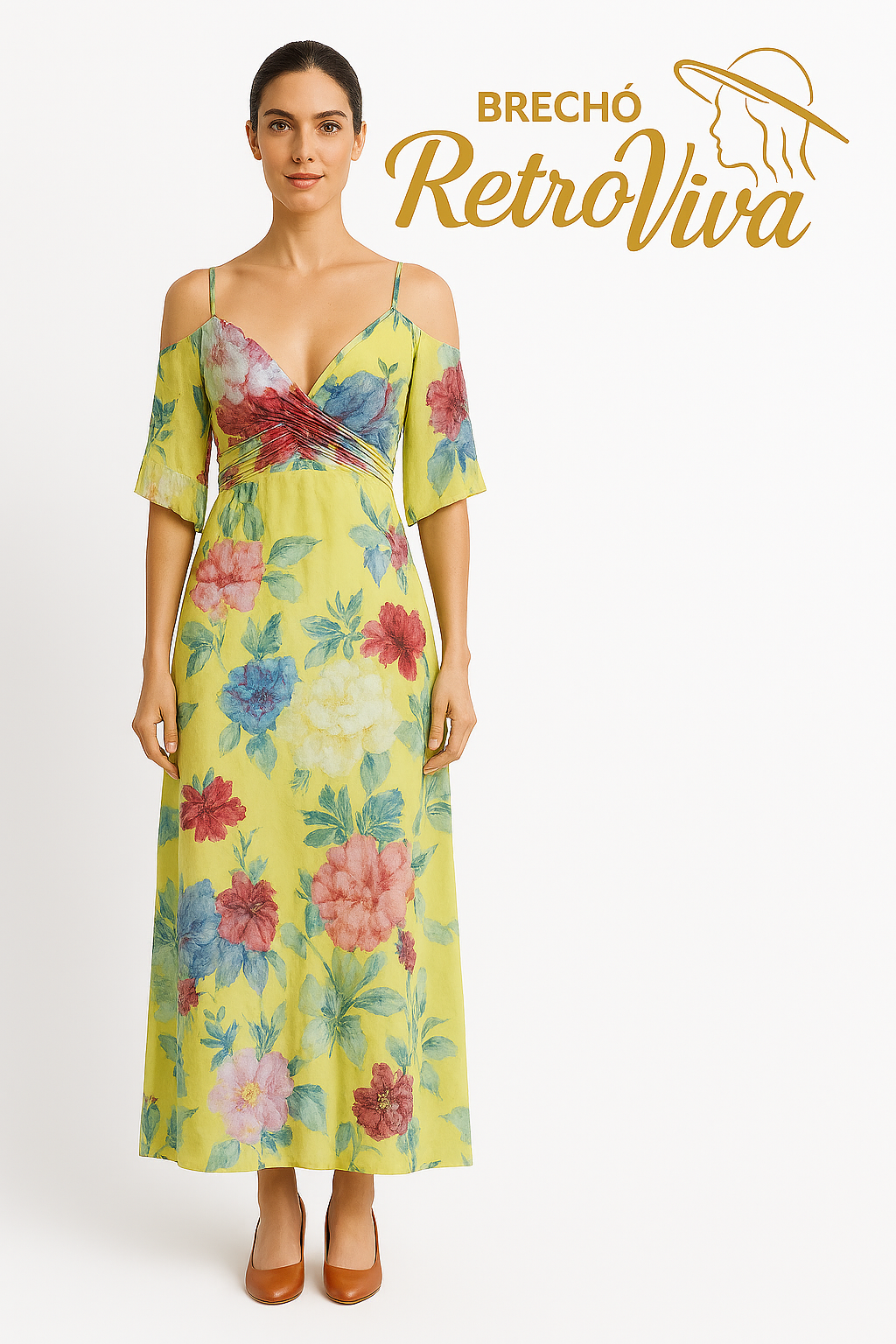 Vestido Longo Floral – Elegância com Alma Retrô - TAM 38