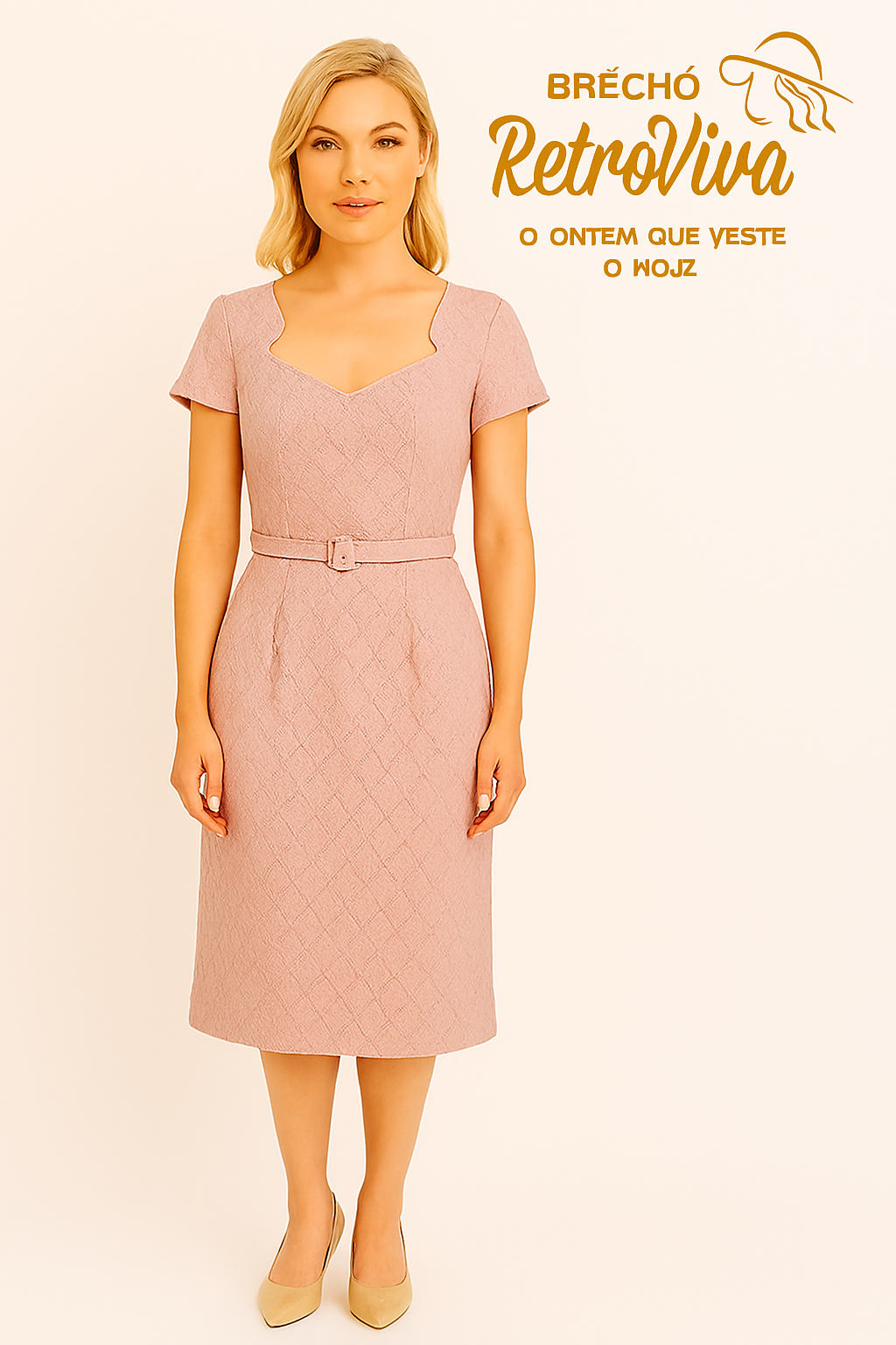 Vestido Rosa Vintage – Delicadeza Atemporal - TAM M,G