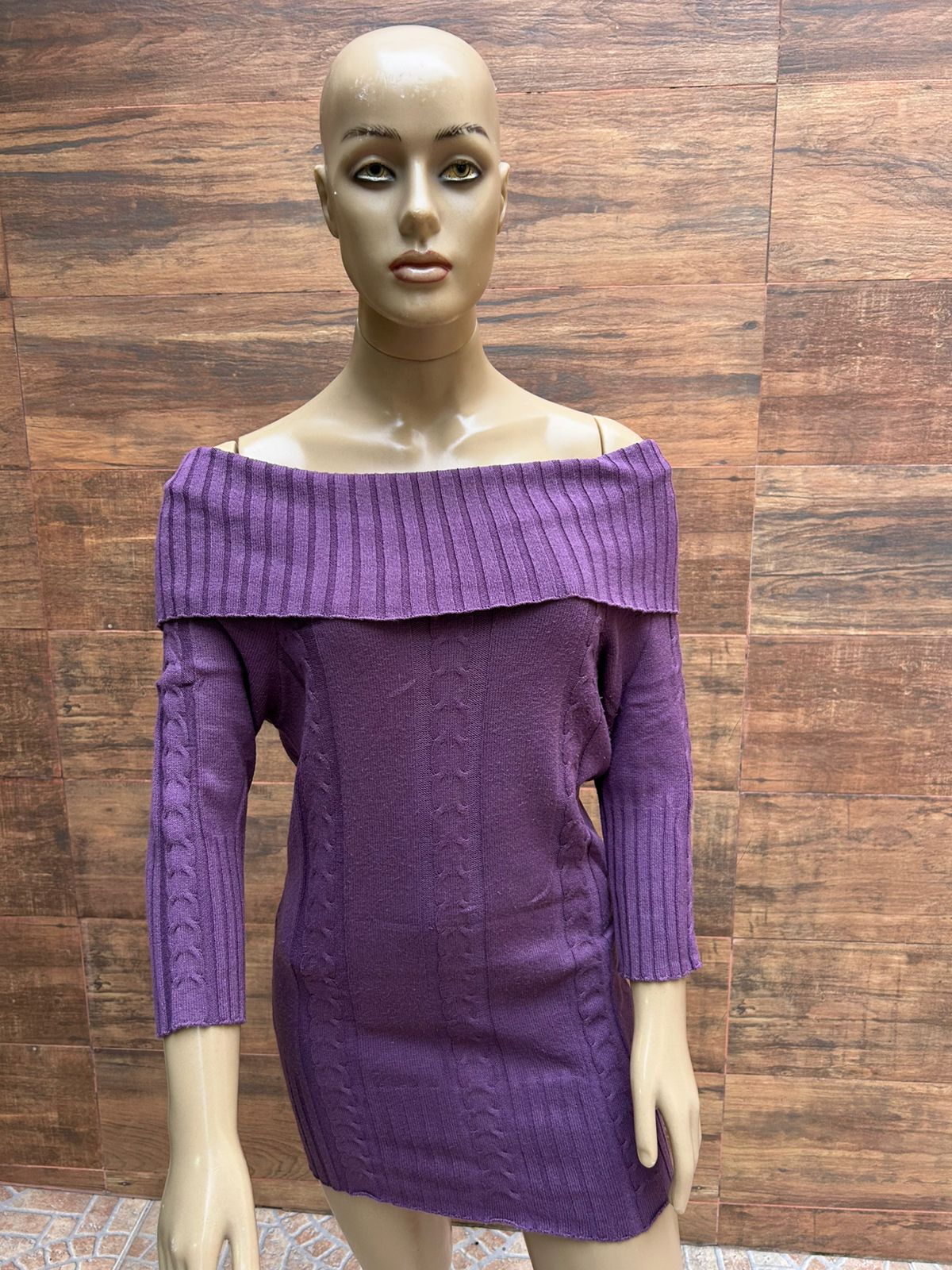 Vestido Suéter Roxo - TAM Único